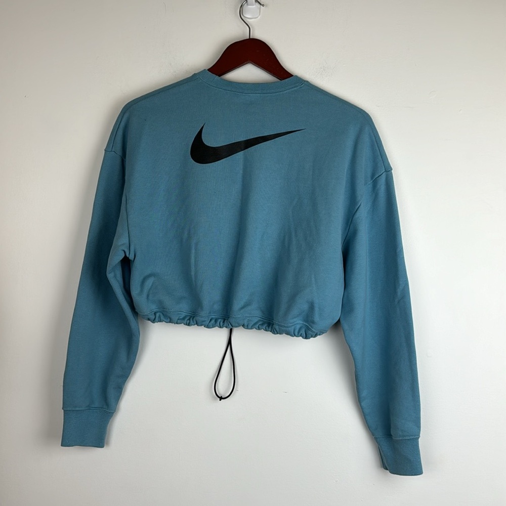 Nike Swoosh Crew Sweatshirt in Cerulea  Women's Blue Cropped Sz M - Picture 6 of 8